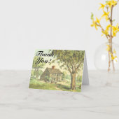 Carte Vieille Maison Rustique, "Merci !" (Fleur jaune)