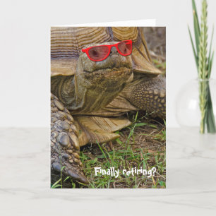 Carte Vieille tortue de retraite en lunettes rouges