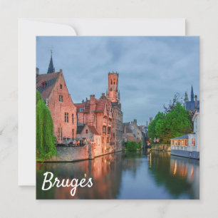 Carte Vieille ville et beffroi la nuit à Bruges