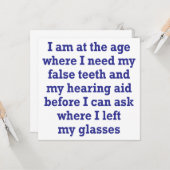 Carte Vieillesse : Fausses dents, aide auditive et lunet (Devant/Arrière en situation)