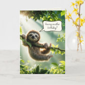 Carte Vieillir Anniversaire Sloth Humour (Fleur jaune)