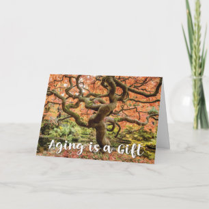 Carte Vieillir est un âge cadeau positif avec arbre
