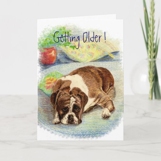 Carte Vieillir ! Humour Boxer Chien Salutation (Devant)