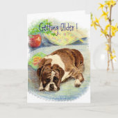 Carte Vieillir ! Humour Boxer Chien Salutation (Fleur jaune)