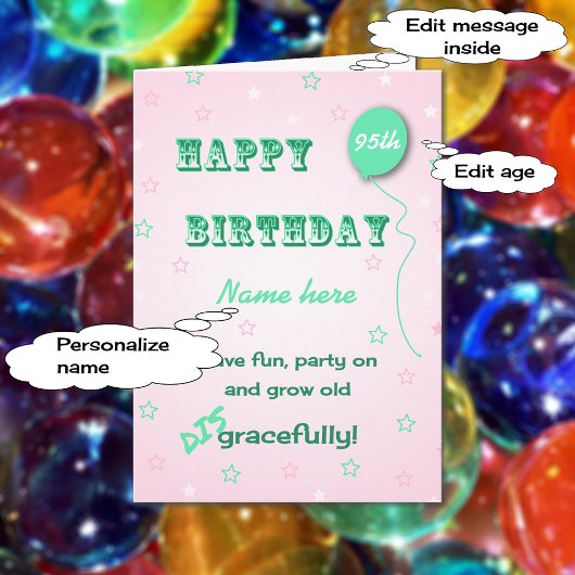 Carte Vieillir nom et âge de 95ème