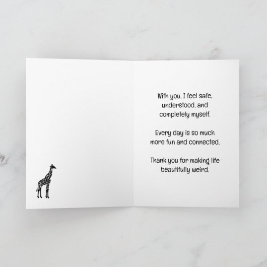 Carte « Vieillissons et Devenons Bizarres Ensemble » (Intérieur)