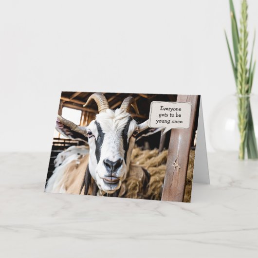 Carte Vielle chèvre pour vieillir l'anniversaire (Devant)