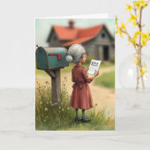 Carte Vielle Dame avec résultats de test ADN Anniversair (Fleur jaune)