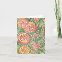 Carte vierge aquarelle roses florales
