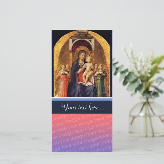 CARTE VIERGE AVEC ENFANT ET ANGELS (Debout devant)