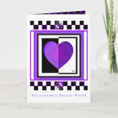 Carte vierge B&W Purple Hearts Beating (Devant)