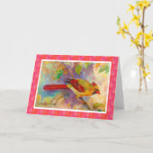 Carte vierge cardinale femelle de note (Fleur jaune)
