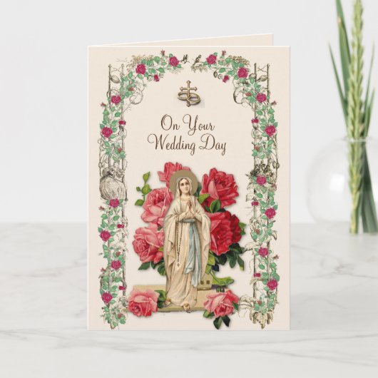 Carte Vierge catholique Marie Rosary Vintage (Devant)