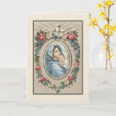 Carte Vierge catholique traditionnelle Marie Fleurs (Fleur jaune)