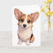 Carte vierge Corgi (Fleur jaune)