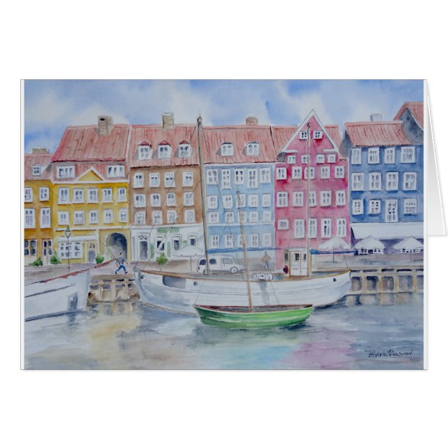 Carte vierge d'aquarelle de Copenhague (Devant horizontal)