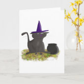 Carte vierge de chat de sorcière (Fleur jaune)