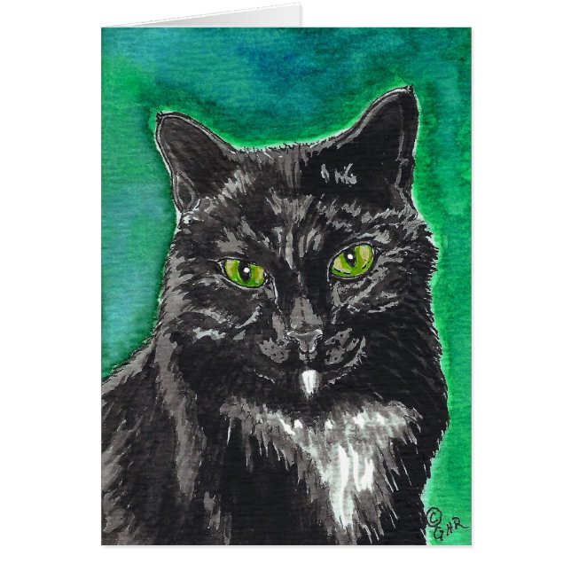 Carte vierge de chat noir de smoking (Devant)