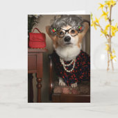 Carte vierge de corgi de tante Gussy (Fleur jaune)