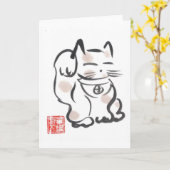 Carte vierge de Maneki Neko (Fleur jaune)
