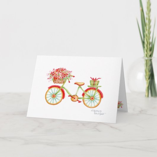 Carte vierge de Noël avec panier de fleurs sur un (Devant)