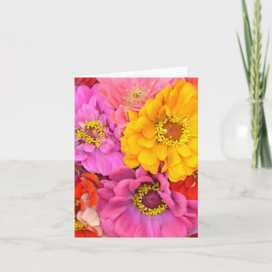 Carte vierge de note de Zinnias heureux (Devant)