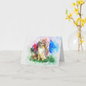 Carte vierge de peinture à l'eau de Chihuahua (Fleur jaune)