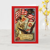 Carte vierge de salutations de cru 4 juillet (Fleur jaune)