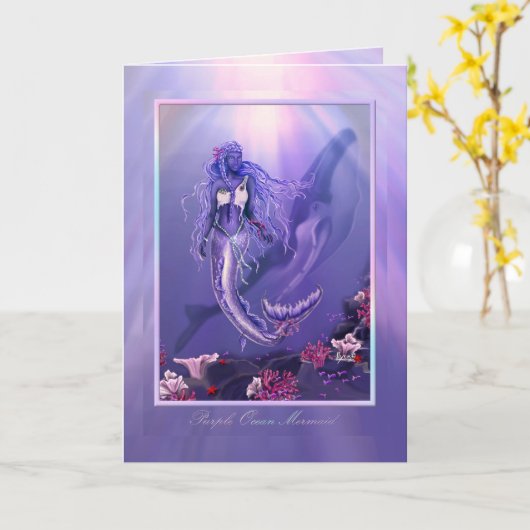 Carte vierge de sirène de l'océan violet (Fleur jaune)