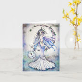 Carte vierge - fée de lune * Cynthia * (Fleur jaune)