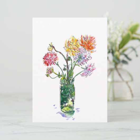 Carte vierge (fleurs de dahlia) (Debout devant)