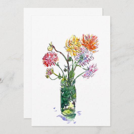 Carte vierge (fleurs de dahlia) (Devant / Derrière)