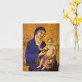 Carte Vierge gothique et enfant (Fleur jaune)