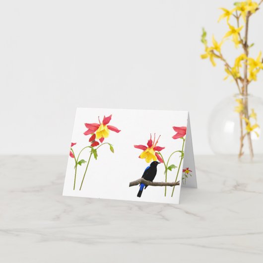 Carte vierge lumineuse de note avec l'enveloppe (Fleur jaune)