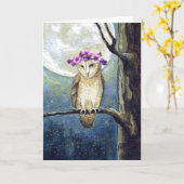 Carte vierge Lune de Hibou & Fleurs (Fleur jaune)