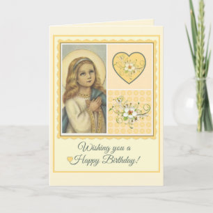 Carte Vierge Marie Anniversaire Coeurs & Fleurs