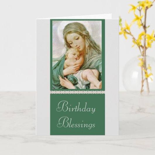 Carte Vierge Marie avec Bébé Jésus (Fleur jaune)