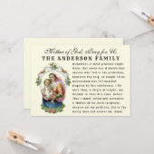 Carte Vierge Marie Bébé Jésus Mémorare catholique Prière (Devant/Arrière en situation)