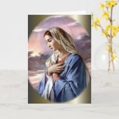 Carte Vierge Marie béni dans la contemplation (Fleur jaune)