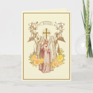 Carte Vierge Marie catholique vintage pour la fête des m