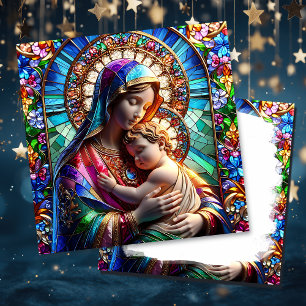Carte Vierge Marie et bébé Jésus   Noël religieux