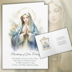 Carte Vierge Marie Fleurale Pensée pour Vous Prière