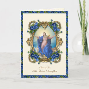 Carte Vierge Marie Fleurie Catholique Assomption Religie