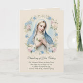 Carte Vierge Marie Fleurs Pensée pour Vous Prière (Devant)