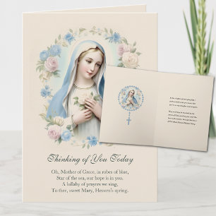Carte Vierge Marie Fleurs Pensée pour Vous Prière