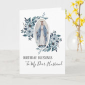 Carte Vierge Marie floral bleu anniversaire | de mari de (Fleur jaune)