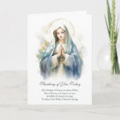 Carte Vierge Marie Floral Penser à votre prière (Devant)