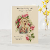 Carte Vierge Marie Florale Anniversaire de la mort aimée (Fleur jaune)