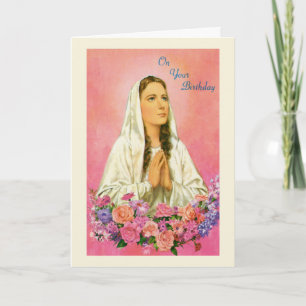 Carte Vierge Marie Florale Religieux Anniversaire du mil