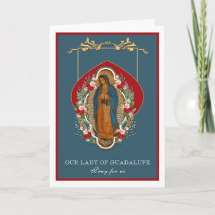 Carte Vierge Marie Guadalupe Fleurs Religieuses Vintage